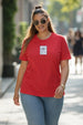 Bow Stamp Red Plus Size Printed T-shirt