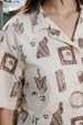 AOP Swanwhite  Oversized Crop Shirt