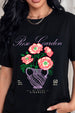 Rose Garden Black Printed Regular Fit T-Shirt