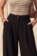 Black Classic Pleat Tailored Wide-Leg Korean Pant