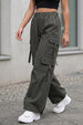 Grey 6-Pocket Drawcord Straight Fit Parachute Pant