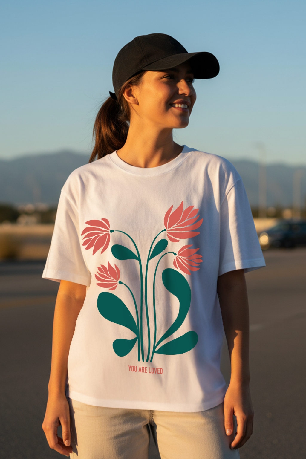 You Loved  White Graphic Printed Oversized T-Shirt