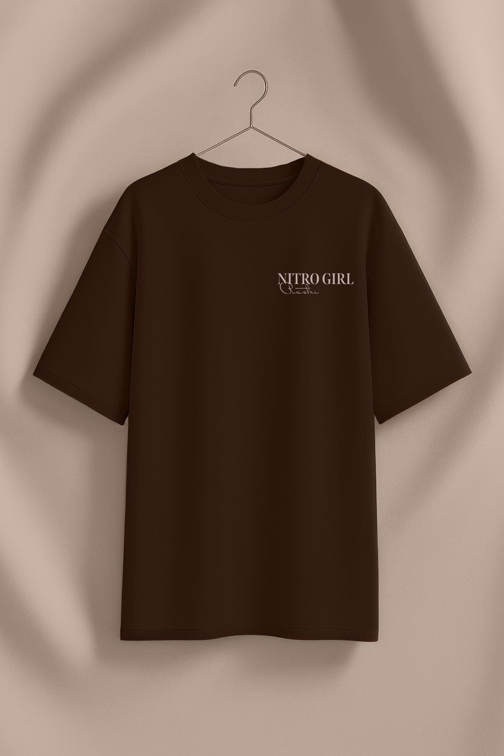 Nitro Girl Brown Oversized Printed T-Shirt