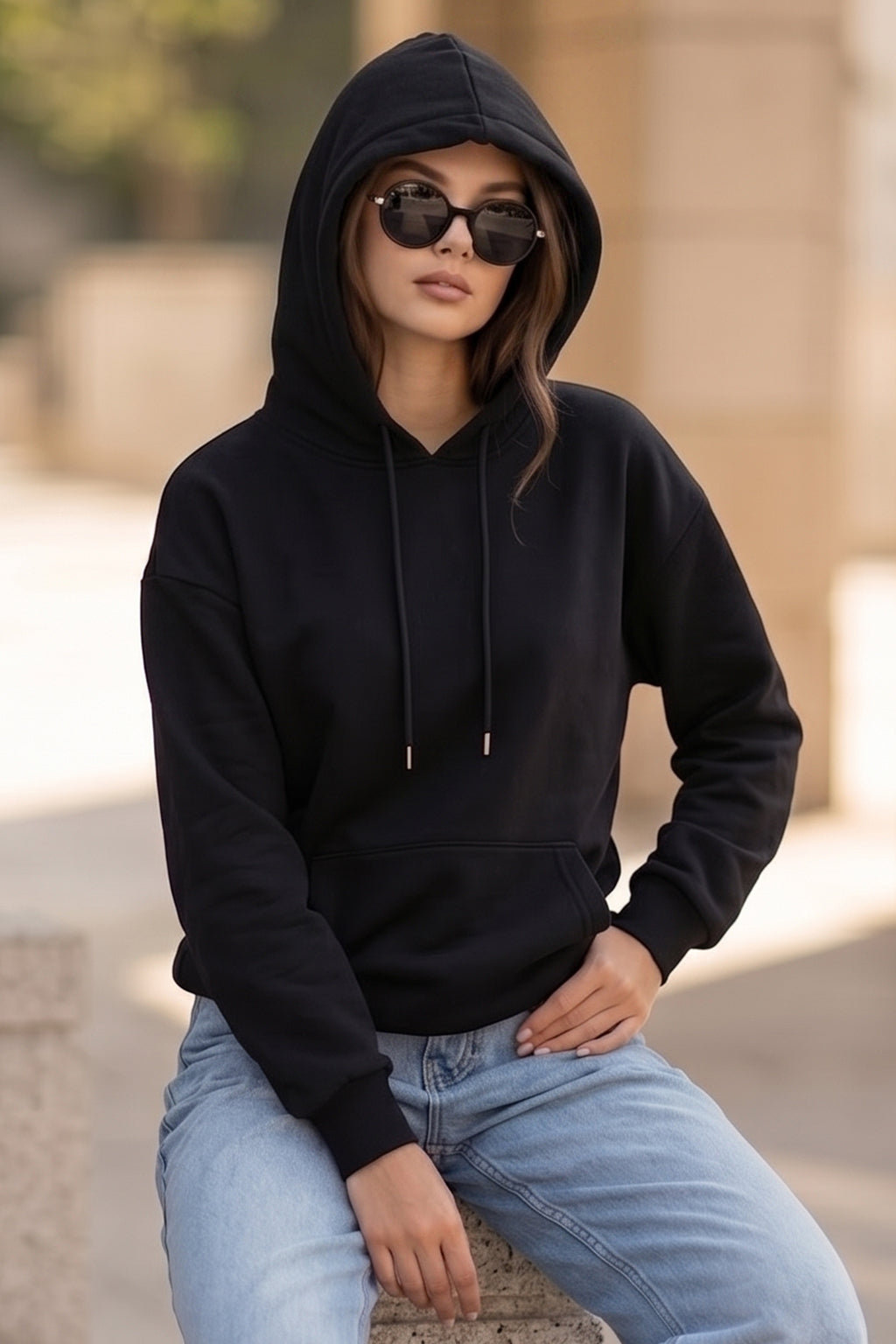 Girls Rock Black Maroon Oversized Printed Hoodie