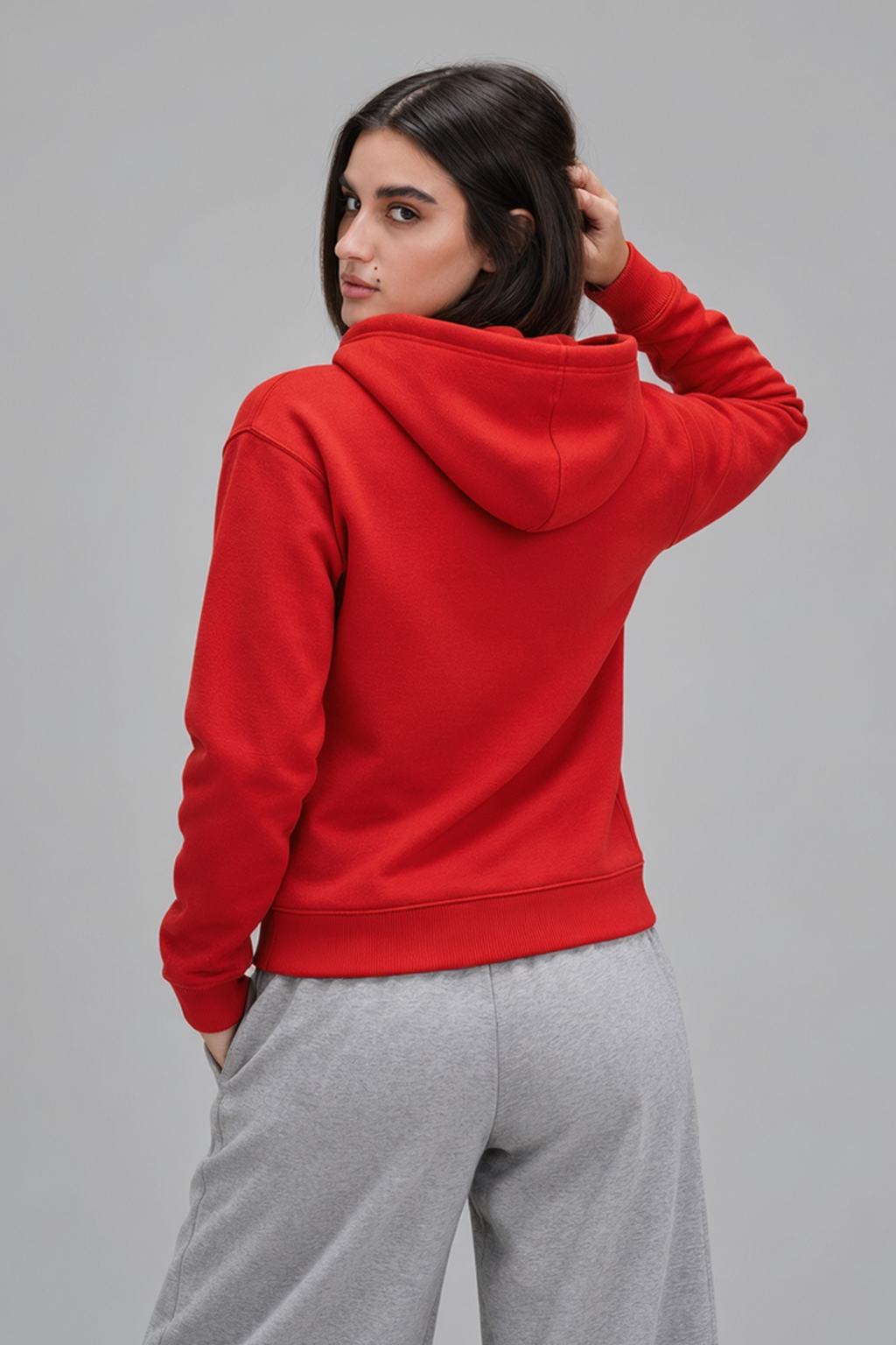 Juneberry Original Red Oversized Graphic Printed Hoodie