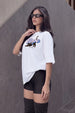 Nope White Oversized Graphic Printed T-Shirt
