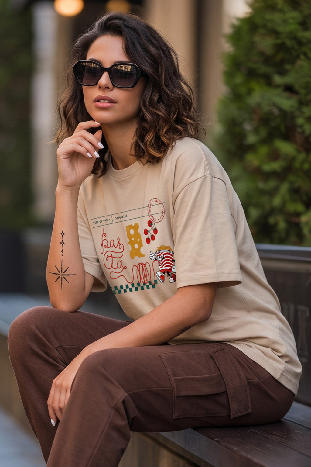 Pasta Swanwhite Oversized Graphic T-Shirt