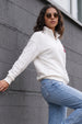 Juneberry White Oversized Printed Sweatshirt