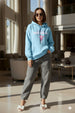 Pickerball Blue Oversized Printed Hoodie