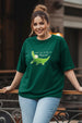 Quick Please Green Plus Size Printed T-shirt