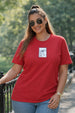 Bow Stamp Red Plus Size Printed T-shirt