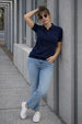 Elite Diamond Navy Regular Fit Flatknit Premium Polo T-Shirt