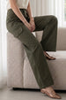 Olive Structured 5 Pocket Straight Fit Woven Cargo