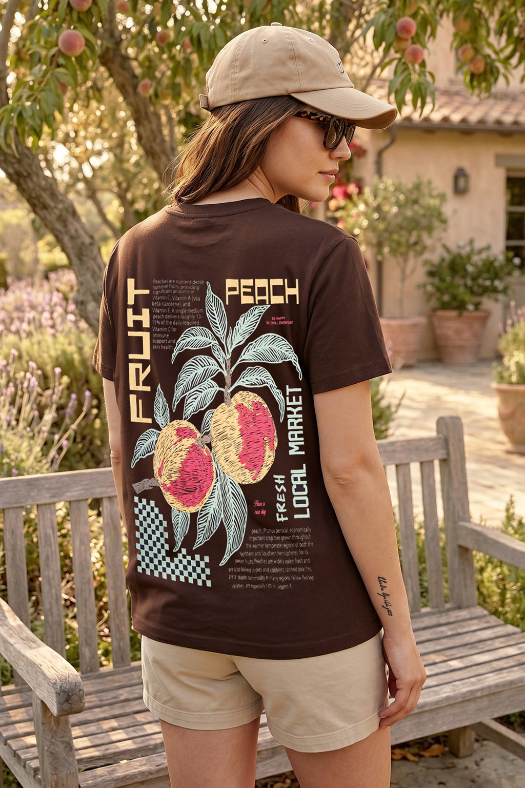 Peach Fresh Brown Printed Regular Fit T-Shirt