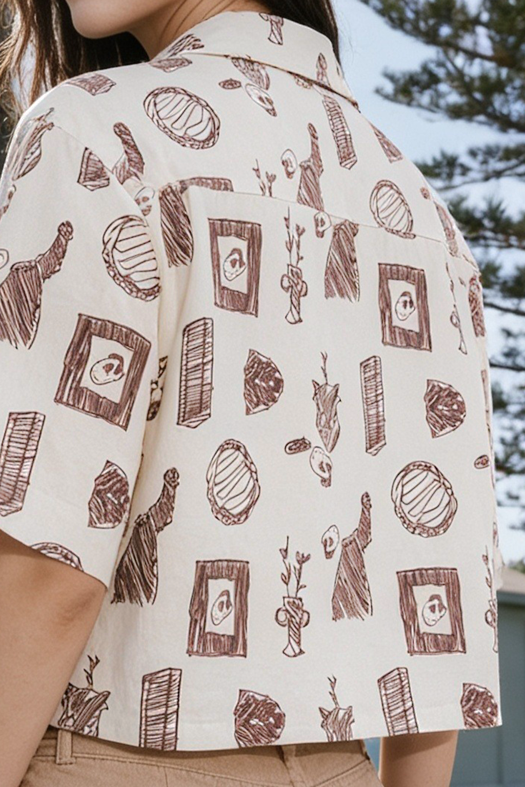 AOP Swanwhite  Oversized Crop Shirt