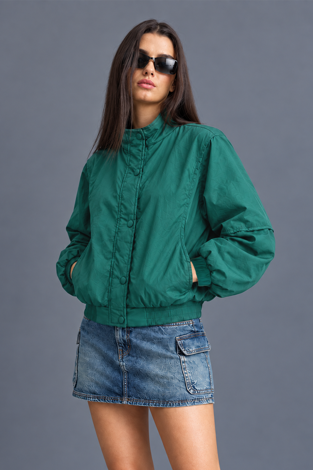 STAND COLLAR GREEN JACKET