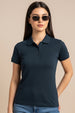 Navy Plain Cotton Regular Slim Fit Polo T-Shirt