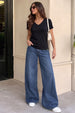 Black Plain V-Neck Regular Fit T-Shirt