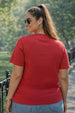 Bow Stamp Red Plus Size Printed T-shirt