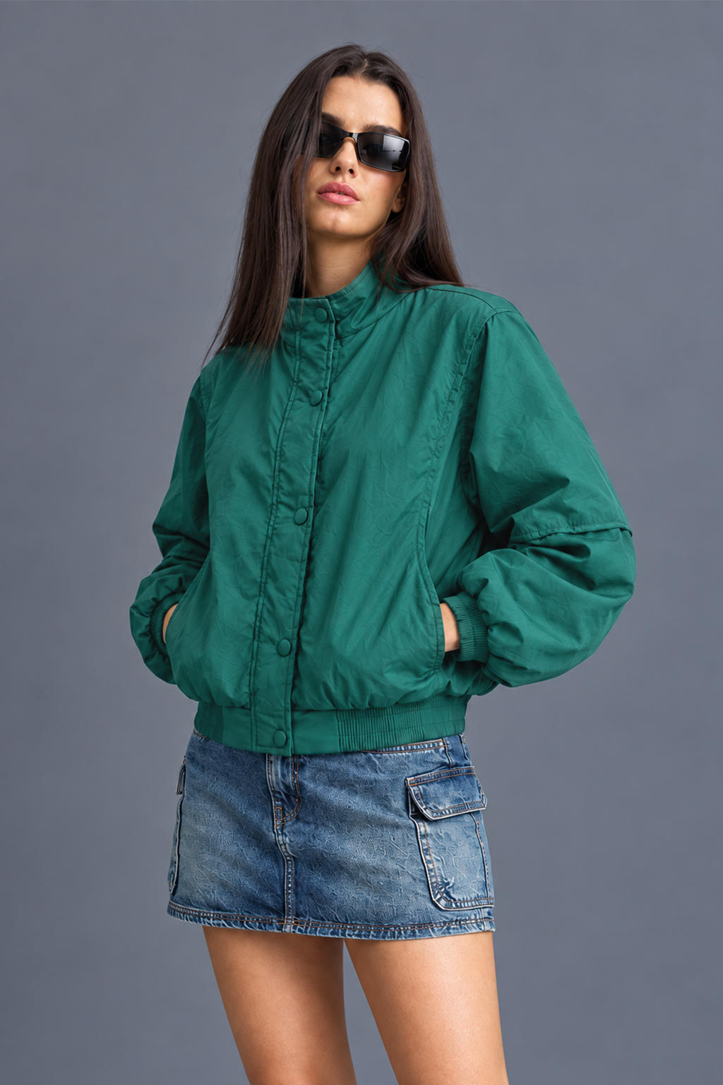 STAND COLLAR GREEN JACKET