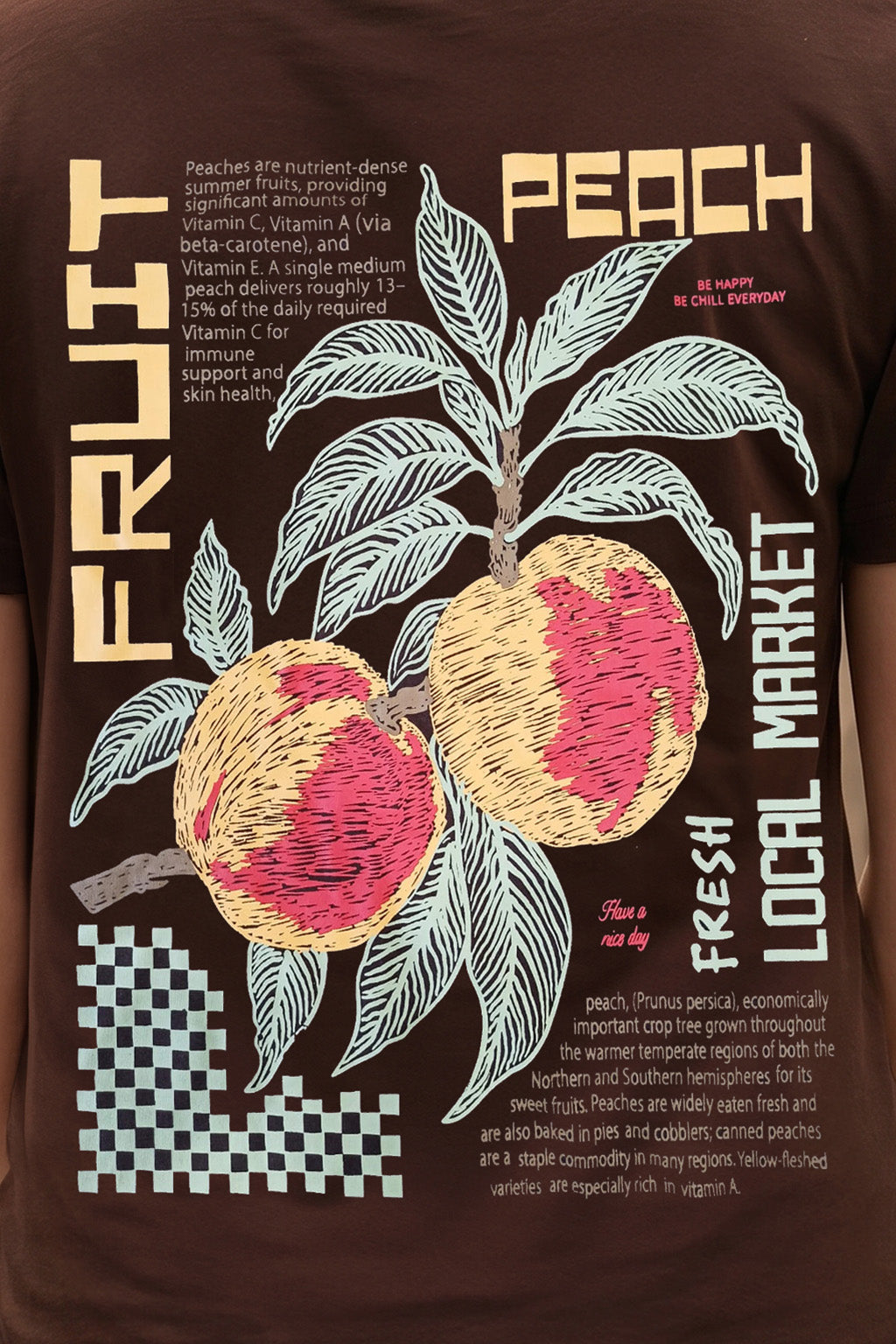 Peach Fresh Brown Printed Regular Fit T-Shirt