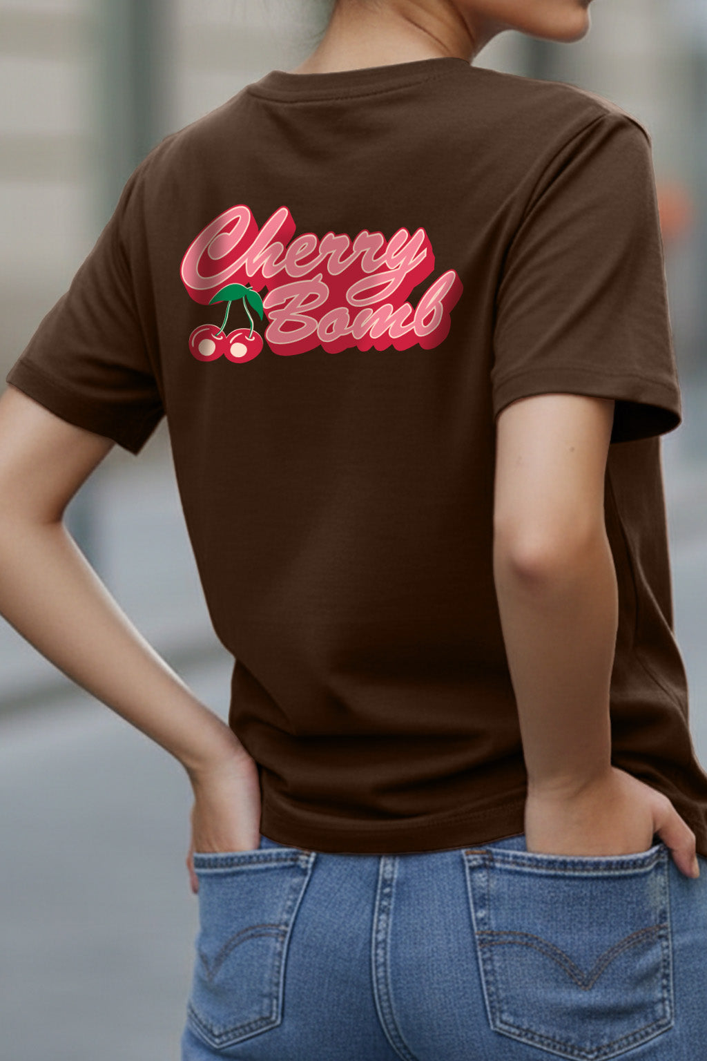 Cherry Bomb Brown Printed Regular Fit T-Shirt