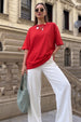 Red Plain Oversized T-Shirt