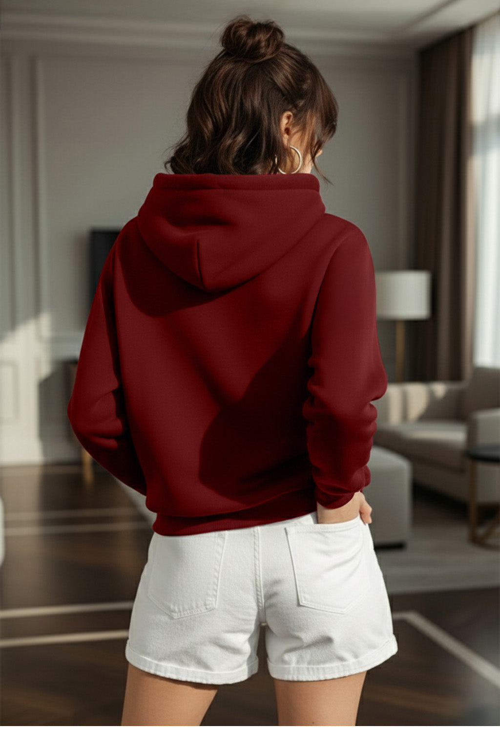 Maroon Plain Spun Regular Fit Hoodie
