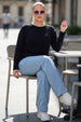 Black Plain Full Sleeve Plus Size T-shirt