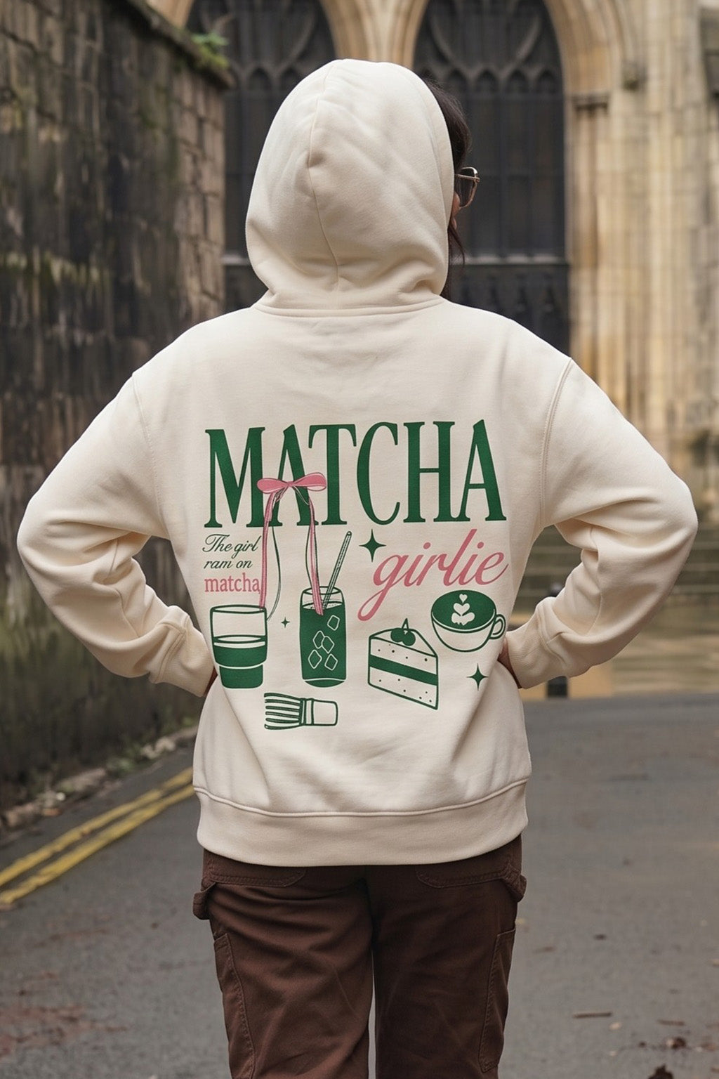Matcha Marshmallow Oversized Printed Hoodie
