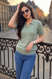 Elite Diamond Fog Green Regular Fit Flatknit Premium Polo T-Shirt