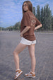 Nitro Girl Brown Oversized Printed T-Shirt