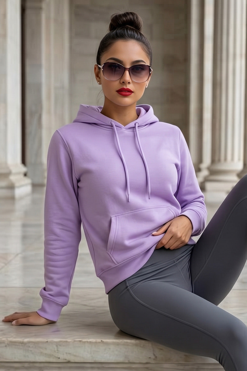 Plain Lilac Regular Fit Hoodie
