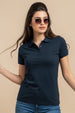 Navy Plain Cotton Regular Slim Fit Polo T-Shirt