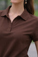 Brown Plain Cotton Regular Slim Fit Polo T-Shirt
