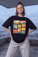 City Travel Black Oversized Graphic Printed T-Shirt