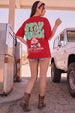 Stay Curious Red Oversized Typographic T-Shirt