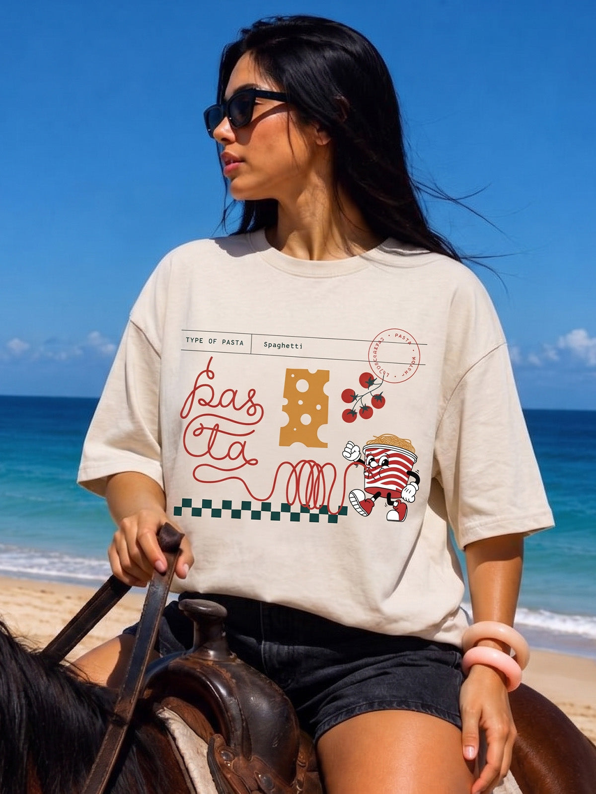 Pasta Swanwhite Oversized Graphic T-Shirt