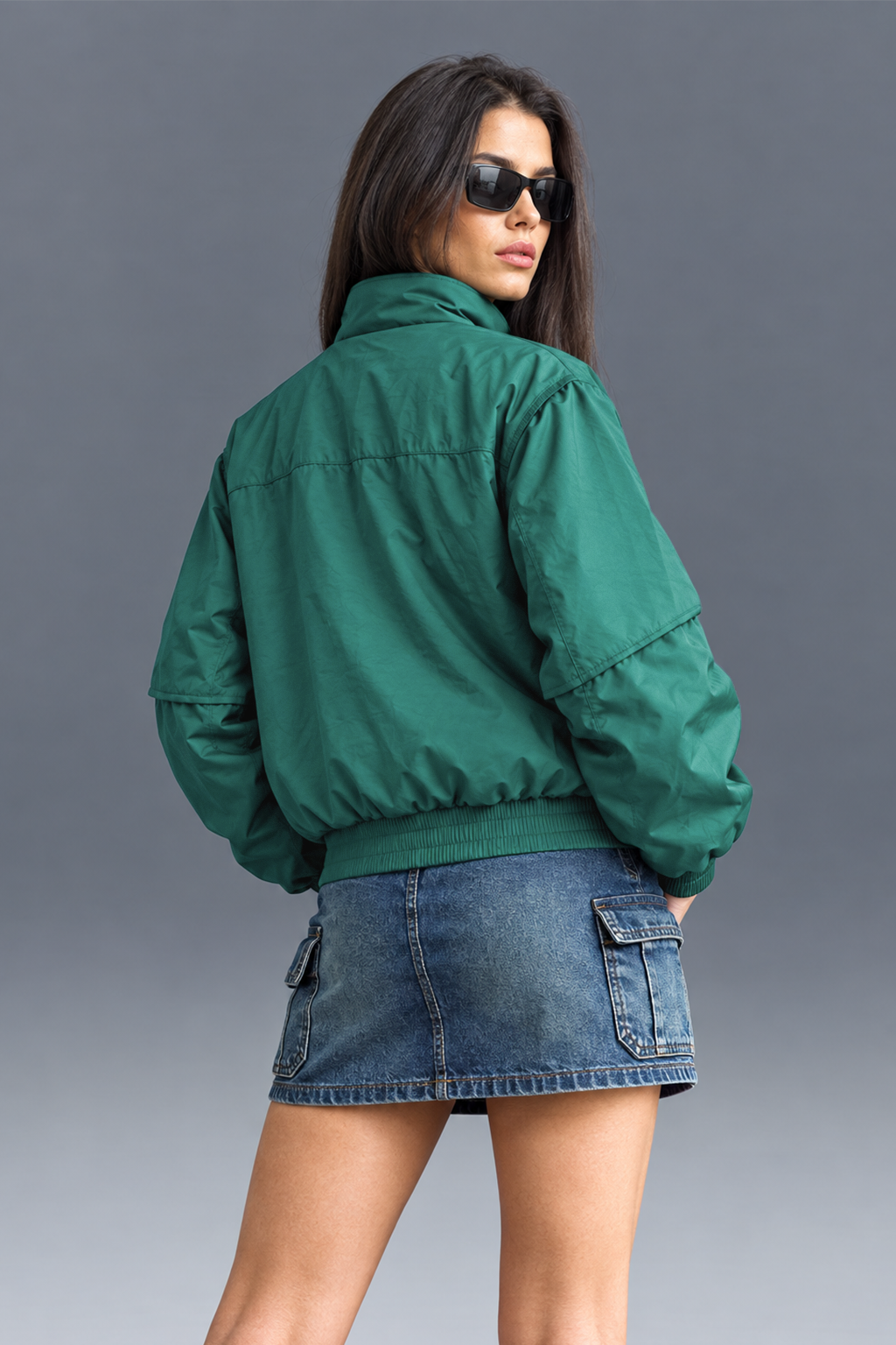 STAND COLLAR GREEN JACKET