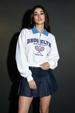 Brooklyn White Contrast Collar  Sweatshirt