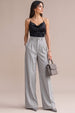 Silver Grey Classic Pleat Tailored Wide-Leg Korean Pant
