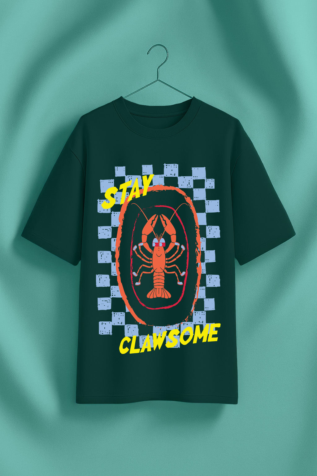 Stay Clawsome Green Oversized Graphic Printed T-Shirt