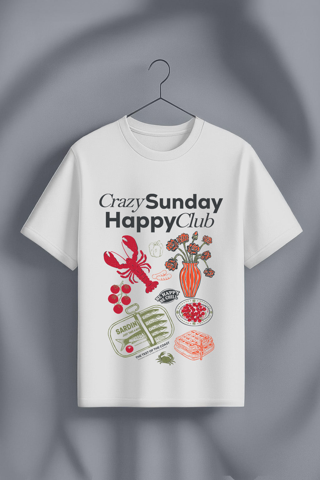 Crazy Sunday White Printed Regular Fit T-Shirt
