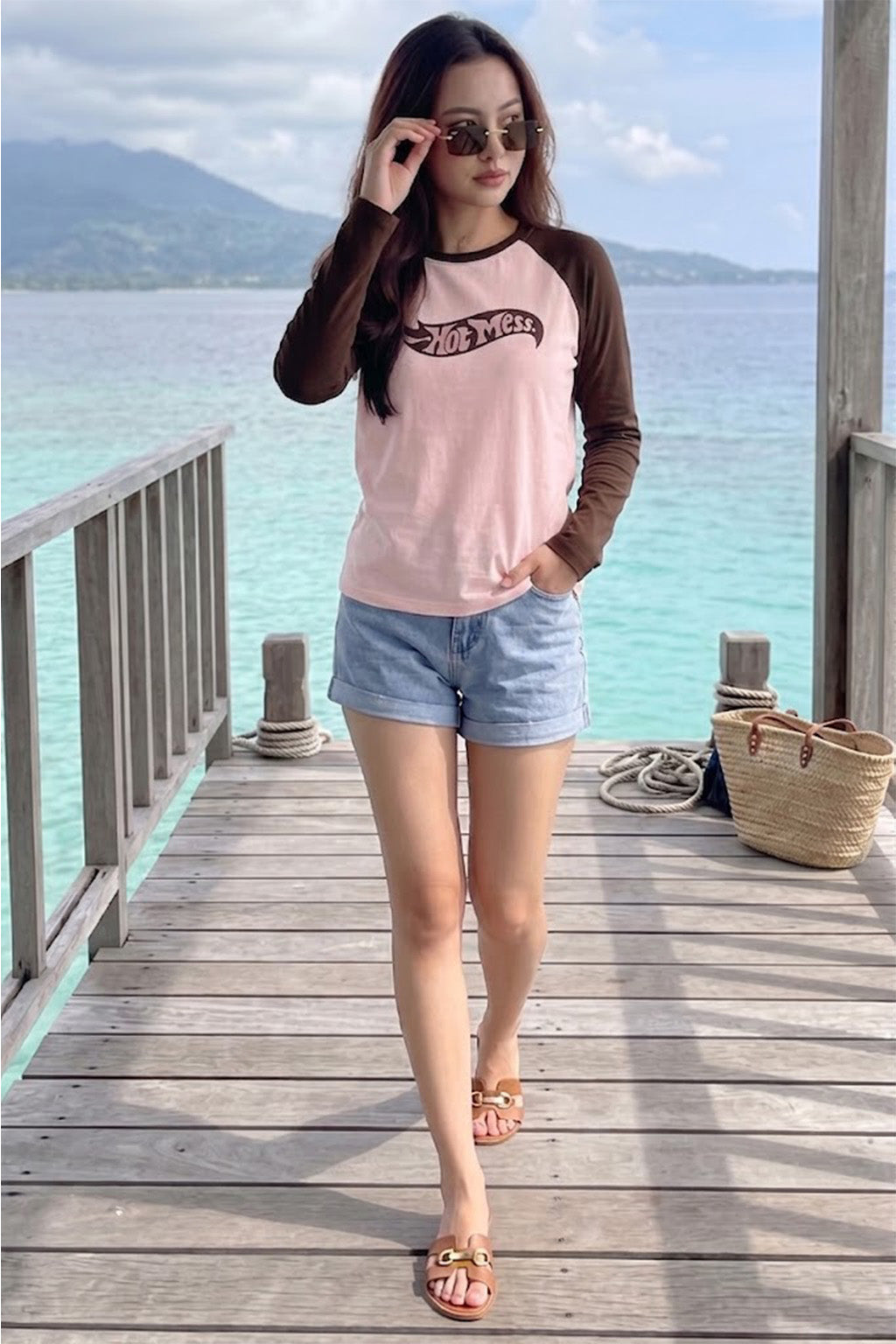 Hot Mess Raglan Printed Full Sleeve Regular Fit T-Shirt