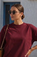 Maroon Plain Oversized T-Shirt