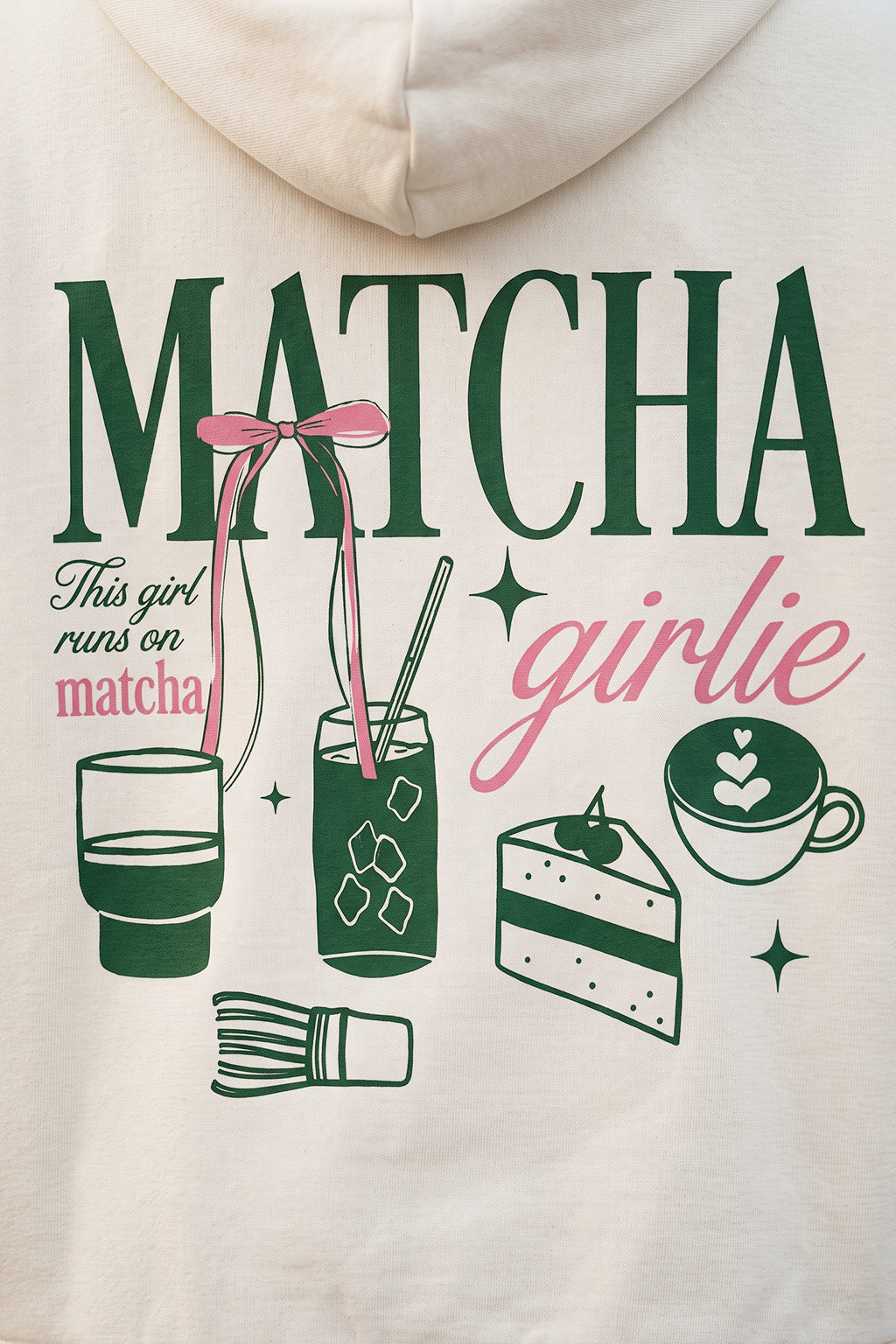 Matcha Marshmallow Oversized Printed Hoodie
