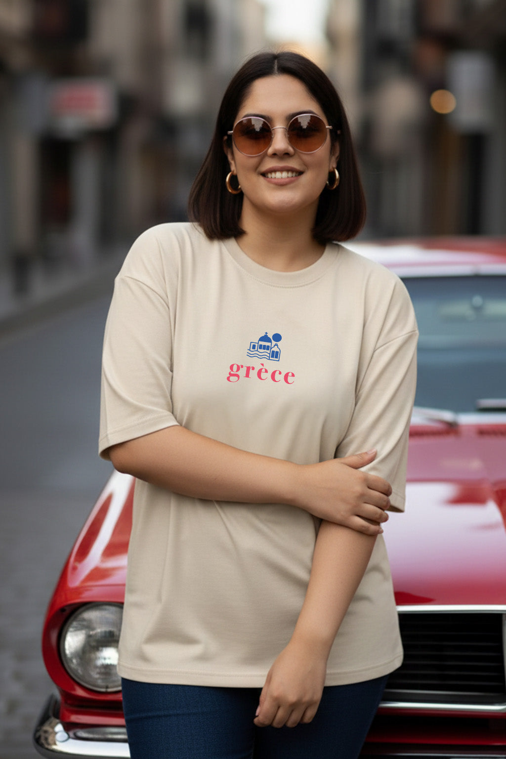 Grece Swanwhite Plus Size Printed T-shirt