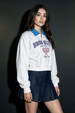 Brooklyn White Contrast Collar  Sweatshirt