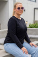 Black Plain Full Sleeve Plus Size T-shirt