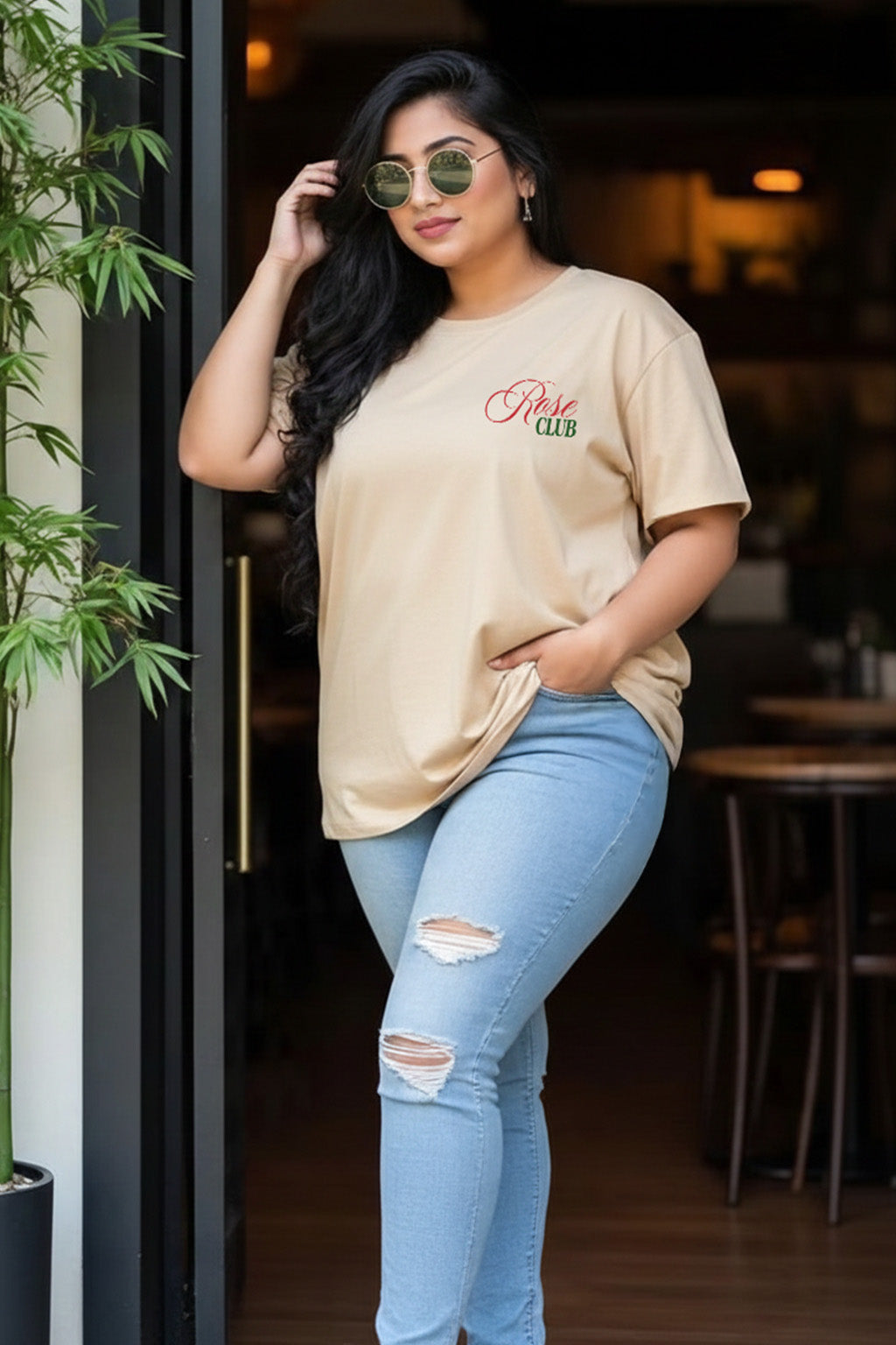 Rose Club Swanwhite Plus Size Printed T-shirt